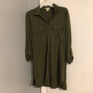 Forever 21 army green long sleeve dress